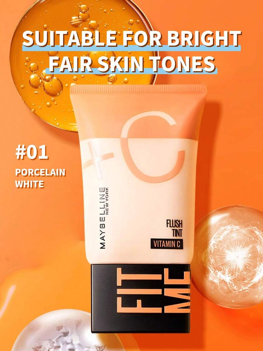 MAYBELLINE FIT ME FLUSH TINT VC 01 FAIR PK CN 30ML VITAMIN C NIACINAMIDE - #01 Porselen Putih - View 1