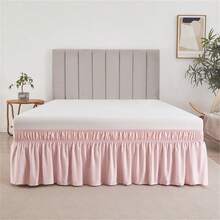 Dusty Pink 18inch Drop White Wrap Around Ruffle Bed Skirt Adjustable Elastic Dust Ruffles Easy Fit Platform Bed Frame - Dirty Powder - View 12
