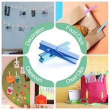 100pcs/Pack Colorful Wooden Clothespins, 2.9 Inch Crafts Clips, Soft Color Household Clothespin For Hanging Pictures, 10 Colors Assorted