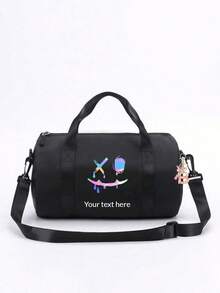Personalized Dance Bag, Customizable With Your Name. Ideal For Dance, Sports, Latin Dance And Various Occasions. Large Capacity Design Allows It To Be Used As Both A Shoulder Bag And A Travel Bag, Practical And Convenient For Daily Use. Also Makes A Great Gift For Friends And Family. - Black Pink Letter Pendant - View 25