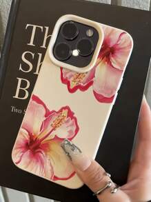Funda protectora de TPU antichoque y antigotas compatible con iPhone 16, 15, 14, 13, 12, 11 Pro Max, con diseño de 1 flor rosada
