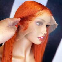 #350 Ginger Orange Bob Wigs Human Hair 13X4 Straight HD Ginger Lace Front Wear And Go Glueless Wig Human Hair Pre Plucked Pre Cut Short Bob HD Lace Frontal Wigs For Women - Gừng & Cam - Xem 1