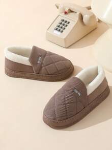 Autumn/Winter Plush Fully Enclosed Warm Home Slippers, Unisex Non-Slip Thick Bottom Lounge Slippers, Suitable For Couples And Postpartum - Coffee Brown - View 3