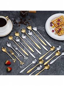 Charming 4-Pack Flower Spoons – Stainless Steel Creative Coffee Teaspoons & Mixing Spoons For Beverages, Cakes & Desserts – Food Contact Safe & Dishwasher Safe For Daily Use – Versatile For Kitchen, Baking, School Supplies, Back To School, Mother's Day Gifts & Mini Spoon Collections, Beautiful & Functional