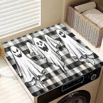 1pc Halloween Printed Dust-Proof Mat, Polyester Fabric Suitable For Washing Machine And Dryer Top