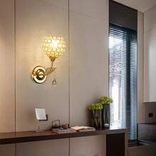 Crystal Leaf Wall Lamp, Nordic Style Bedside Lamp, Modern Minimalist Living Room, Hallway, Balcony, Study Room Lighting Fixture (Bulb Not Included) - Gold - View 4