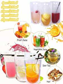 Juice Bag Plastic Beverage Bags, Transparent Portable Water Bag For Outdoor, Disposable Travel Leak Proof Bag Squeeze Bag, Reusable Sealed Liquid Bag,Multi-Use Plastic Pouches For Liquids Clear Portable Drink Bags Bubble Tea, Soy Milk Takeout Packing,Sealed Zipper Smoothie Juice Pouch, Upright Plastic Bags Suitable For Camping, Birthday Parties Drinking Suitable For Bars, Clubs, Restaurants And Home Use