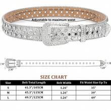 SUOSDEY Unisex Rhinestone Belt  Blingbling    Street  Party    Studded    Sparkly Bling Diamond  Glitter Sequin Strap Belt - Silver - View 5
