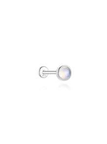 Brincos de piercing labret de pedra da lua, 1 peça, prata esterlina 925, moderno, rosqueado de 2/3/4 mm, parte traseira plana, cartilagem, tragus, hélice, joia fina para uso diário, festa de casamento, noivado, aniversário, dia dos namorados