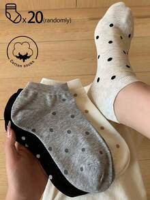 20/15/1/3/5/10 pares de calcetines de algodón para mujer, calcetines cortos, calcetines invisibles, calcetines blancos, calcetines negros, calcetines para mujer, calcetines lindos, calcetines para niñas, para otoño/invierno/primavera/verano, con detalles de malla transpirable, diseño de agujero con guía de respiración, absorción de humedad, suaves y lisos, aptos para diversas vacaciones, deportes, ocio, negocios y otros usos diarios, se pueden usar durante todo el año, las combinaciones de colores son aleatorias. - Multicolor - Ver 20