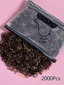 2000pcs/4000pcs Girl Mini 0.47 Inch Diameter Disposable Rubber Hair Ties, Ponytail Holders Hair Accessories Suitable For Daily Use - Multicolor - View 34