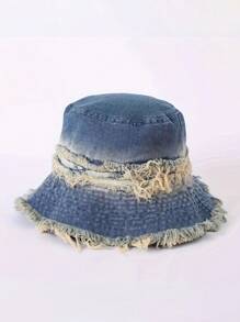 1pc Single-Sided Embroidered Solid Color Thin Bucket Hat, Women's Sun Protection, Korean Style Casual Versatile Sun Hat