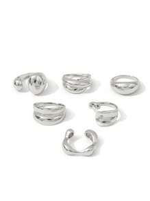 6 Stücke schlichte, geometrische, überdimensionierte Modeinge, Vintage, retro Ringe in Goldfarbe, klassisch für Frauen