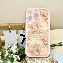 Pretty Pink Floral Text Background  Black Phone Case For IPhone X/XS/11/12/13/14/15/16 Pro - Sleek & Durable Cover For Cool Guys & Girls, Anti-Scratch With Full Camera Protection - Perfect Unisex Gift, Stylish & Durable - Ideal Gift For Boyfriend/Girlfriend - Hồng - Xem 2