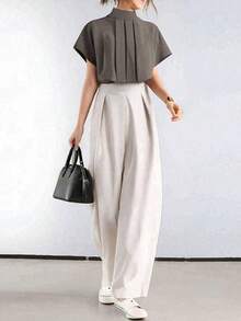 A Popular Item. Ladies Suit. Two-Piece With T-Shirt And Pants. Casual Suit. Elegant For Commuting. Fashionable. - Mixed Colors - View 4