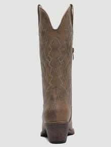 GLOBALWIN Women's Mid Calf Western Cowboy Boots Cowgirl Boots For Women With Floral Embroidery Side Zipper Chunky Heel Fall Boots Halloween Season - 23YY13 駝色 - 查看 5