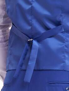 Conjunto de fato masculino de 2 peças, blazer e calças elegantes de cor lisa com corte slim, adequado para negócios, casamentos, festas, tamanho XS-XXXL - Azul Real - View 9