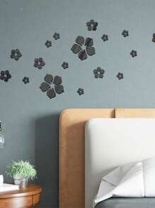Set da 18 pezzi di adesivi da parete decorativi in fiore acrilico rimovibile, decorazione murale fai-da-te in 3D, decorazione domestica resistente all'acqua e all'olio per soggiorno, camera da letto, bagno, corridoio, ufficio. Un ottimo regalo per Natale, matrimonio, compleanni, anniversari, laurea e occasioni speciali. (Argento/Oro/Nero)