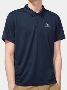 CAMEL CROWN Men's Quick-Dry Collared T-Shirt, Summer Outdoor Quick-Dry T-Shirt, Short-Sleeved Polo Shirt, Thin Breathable Collared Sports Top, Casual Clothing For Couples. - Dark Blue - View 1
