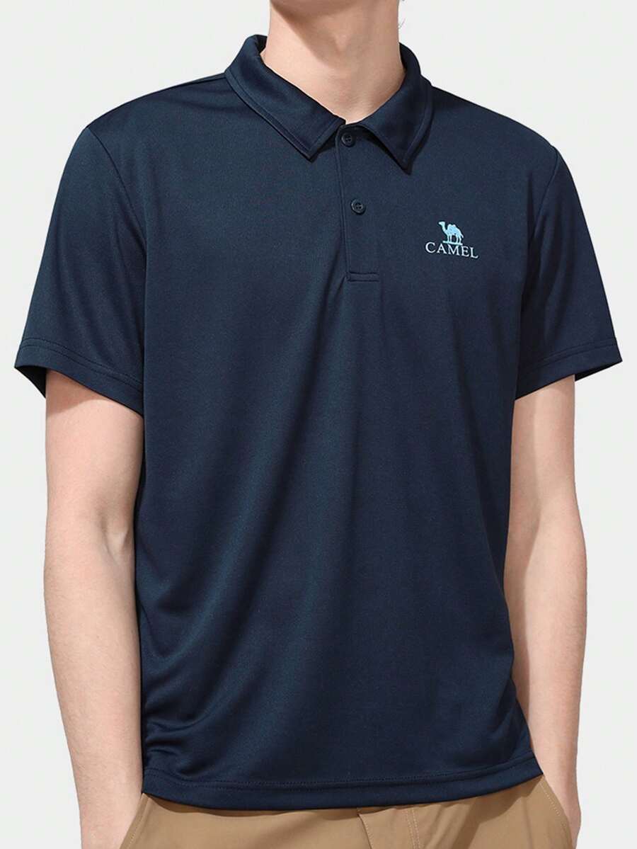 CAMEL CROWN Men's Quick-Dry Collared T-Shirt, Summer Outdoor Quick-Dry T-Shirt, Short-Sleeved Polo Shirt, Thin Breathable Collared Sports Top, Casual Clothing For Couples. - Dark Blue - View 1