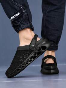 Pantuflas cómodas para hombres - Pantuflas EVA antideslizantes, diseño cerrado cómodo, adecuadas para todas las estaciones - Negro - Ver 5