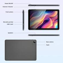 Qetupa 10,1 Zoll Android 14 Tablet-PC, 4GB RAM+128GB Speicher, A523 Octa-Core 2,0 GHz Prozessor, 1280*800 HD IPS Touchscreen, 5MP + 8MP Dual-Kameras, 6000 mAh Akku, 1 TB SD-Kartenerweiterung, BT5.4 & 802.11ac WLAN 2,4G/6G, inkl. stoßfester Lederhülle