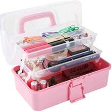 1pc Plastic 3-Layer Storage Box, Multipurpose Storage Box Container, Household Folding Tool Box, Portable Art Craft Case Container, Sewing Supplies Sorting Organizer, Medicine Box