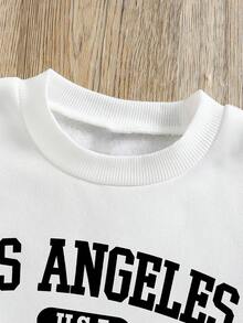 男童印花圆领卫衣和运动裤套装