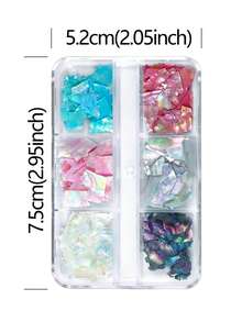 1 Hộp Vỏ sò bào ngư hình nàng tiên cá Aurora, Trang sức móng tay hình vỏ sò bất đối xứng 3D, Phụ kiện móng tay lấp lánh hình vỏ sò ba chiều. - Nhiều màu - Xem 6