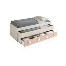 Duehome Cama doble juvenil con estante Kenia