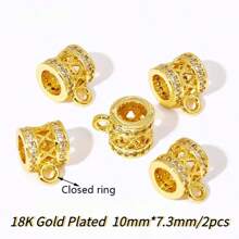 2 stuks 18K verguld messing metalen inleg zirkonia scharnierende hanger enhancer borgsluitingen DIY sieraden maken accessoires