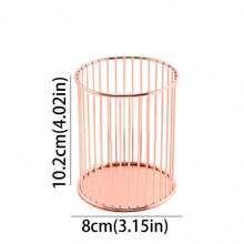 1 件金色铁质化妆刷收纳盒，金属材质笔筒，适用于办公桌桌面、宿舍和文具收纳，适用于假日海滩、浴室收纳、卧室收纳，大容量