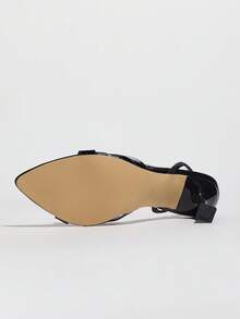 Women's Fashionable Pointed Toe High Heels, Glitter Mirrored Finish, Stiletto Heels, Ankle Strap Design, Elegant And Sexy For Parties, Outdoor Events, Suitable For Spring/Summer - Black - View 8