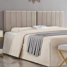 **Soft And Comfortable Velvet Upholstered King/CA King Size Headboard - 6036-K - Taupe**   **Wall-Mounted Vertical Channel Design King Headboard In Taupe** - Taupe-king Headboard - View 1