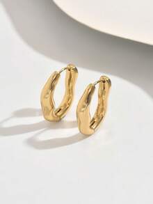 1 Pair Asymmetrical Texture Earrings, Unique Design Showcasing Personalized Charm, Minimalist Yet Fashionable For All Occasions