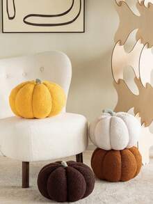 1pc Soft Plush Pumpkin Decor – Boucle Fabric Fall Thanksgiving Halloween Tabletop Decoration For Neutral Farmhouse Autumn Home, Cozy Boho Room Accent Home Decor Halloween Decor Room Decor