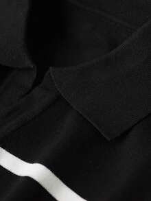 男士休闲条纹针织毛衣，海鸥领，简约时尚