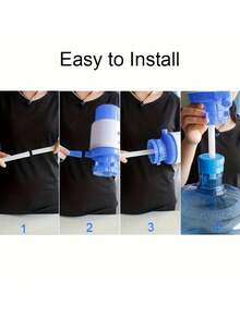 带三根水管的手动水瓶泵 - 蓝色手动饮水机，健康补水，可调节水桶泵，适用于家庭和商业级易于使用的手动饮水机泵，手动泵压力饮水机泵，带超短管和盖子，适合大多数饮水机和水桶 - 彩色 - 查看 3