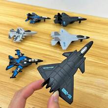 6pcs Fighter Model, Aviation Aircraft Combination Toy, Children's Inertial Taxi, Home Decoration, Display, Collection, Decoration - Red Launcher + 6pcs Fighters - View 4