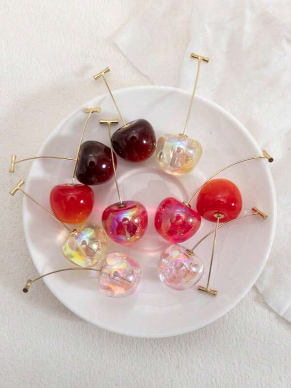 1 Pair Cute Sweet Multi-Color Cherry Earrings Jewelry For Women