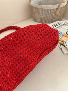 This Large-Capacity Foldable Armpit Shoulder Bag Features A Hollow-Out Design And Is Available In Multiple Colors-Red, Apricot, Khaki, Green, And Black-Perfectly Combining Style With Functionality. While The Versatile Design Can Double As A Shopping Bag Or Travel Bag To Meet Daily Use Needs.