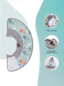 1pc Adjustable Cartoon Cat Elizabethan Collar, Cat Post-Surgery Recovery Neck Cone, Pet Licking Prevention Protective Gear - Mint Green - View 5