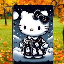 Sanrio Sanrio 2pcs Hello Kitty Halloween 2025 Pumpkin Garden Flag 40cm * 35cm Sanrio Garden Flag Courtyard Outdoor Decoration Halloween Bedroom Decoration (Random Styles Sent)
