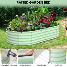 Oval Raised Garden Bed, 2 Pcs Galvanized Raised Beds For Outdoor, Planter Raised Boxes With Open-Ended Base,Large Metal Raised Planter Beds For Vegetables,Flowers,Tool-Free Assembly - 6*3*1FT-Olive Green - View 5
