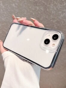 Minimalist Black Trim Transparent Phone Case, Compatible With IPhone16promax/16/16pro/16plus/15/15promax/15pro/11/12/13/14promax/11promax/12pro/12promax/13pro/13promax/7plus/14pro/14promax/16E Soft - Black-thick - View 8