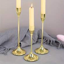 6/12pcs Faux Gold Candle Holders, Cone Shaped, Detachable Candlesticks, Tabletop Decor, Candlelight Dinner, Photo Props, Wedding Anniversary, Home Decoration, Birthday Gift, Suitable For Table Center Pieces, Weddings, Catering, Parties (Candles Not Included)