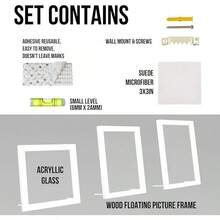 01 Floating Picture Frames-Floating Photo Frame 3 Pcs Glass Floating Frame Two Sided Picture Frame Large Floating Frame Square Floating Frame Picture Frames With UV Protection Floating Wood Gallery Frame - White - View 6