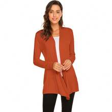 Newchoice Womens Casual Lightweight Long Sleeve Cardigan Soft Drape Open Front Fall Dusters (S-3XL) - Burnt Orange - View 1