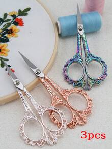 复古不锈钢缝纫剪刀，尖头手工小剪刀，绣花剪刀，手工小剪刀适用于布料裁剪、刺绣、缝纫、办公纸张裁剪工具 - 彩色 - 查看 25