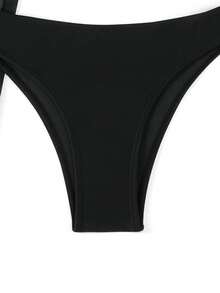 2pcs Set Solid Color Casual Elegant Sexy Net Insert Back Tie Ruffle Drawstring Swimsuit, Suitable For Beach, Travel, Workout, All Season